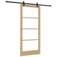Porta Scorrevole vidaXL con Set di Ferramenta 93x202 cm Legno Massello di Pino