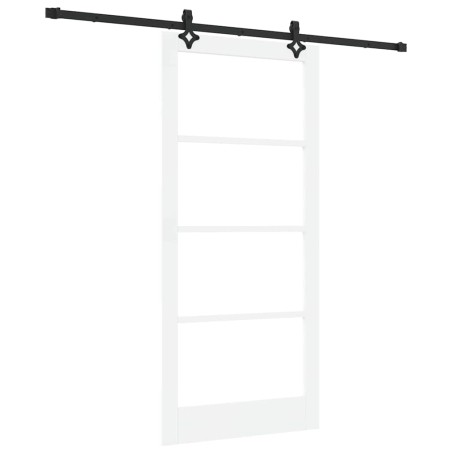 Porta scorrevole vidaXL con hardware bianco 93x202 cm in legno massello di pino