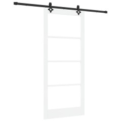 Porta Scorrevole vidaXL con Set di Hardware Bianca 93x211 cm in Legno Massello di Pino