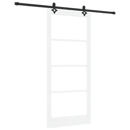 Porta Scorrevole vidaXL con Set di Hardware Bianca 93x211 cm in Legno Massello di Pino