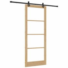Porta Scorrevole vidaXL con Kit Hardware 93x232 cm Legno Massello Pino