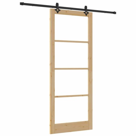 Porta Scorrevole vidaXL con Kit Hardware 93x232 cm Legno Massello Pino