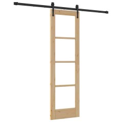 Porta Scorrevole vidaXL con Set di Ferramenta 61x198.5 cm Legno Massello di Pino