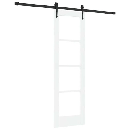 vidaXL Porta scorrevole con set hardware Bianco 61x198.5 cm Legno massello di pino
