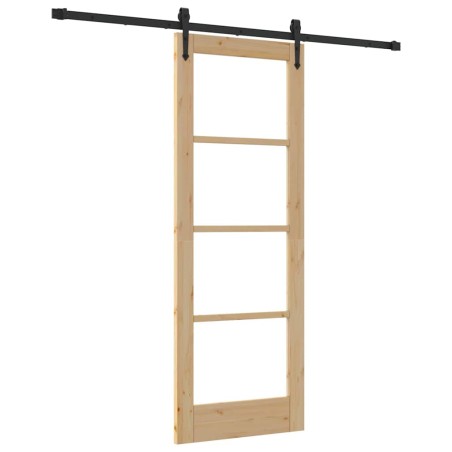 Set Porta Scorrevole vidaXL con Set Hardware 73,5x198,5 cm Legno Massello Pino