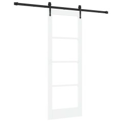 Porta Scorrevole vidaXL con Set di Ferramenta Bianca 73.5x198.5 cm Legno Massello di Pino