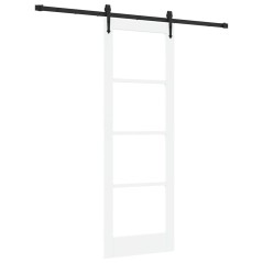 Set Porta Scorrevole vidaXL con Accessori Bianchi 73.5x211 cm Legno Massello Pino