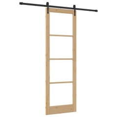 Set di Porta Scorrevole vidaXL con Ferramenta 78x232 cm Legno Massello di Pino