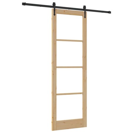 Set di Porta Scorrevole vidaXL con Ferramenta 78x232 cm Legno Massello di Pino