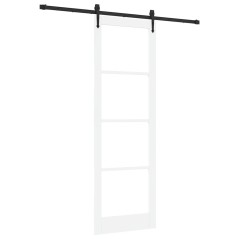 Porta Scorrevole vidaXL con Set Hardware Bianco 78x232 cm Legno Massello di Pino