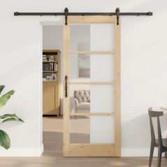 vidaXL Porta Scorrevole con Set Ferramenta 83x202 cm in Legno Massello di Pino