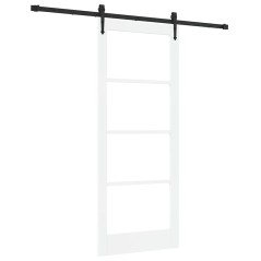 Set Porta Scorrevole vidaXL con Kit di Montaggio Bianca 83x202 cm Rete ha Legno Massello di Pino