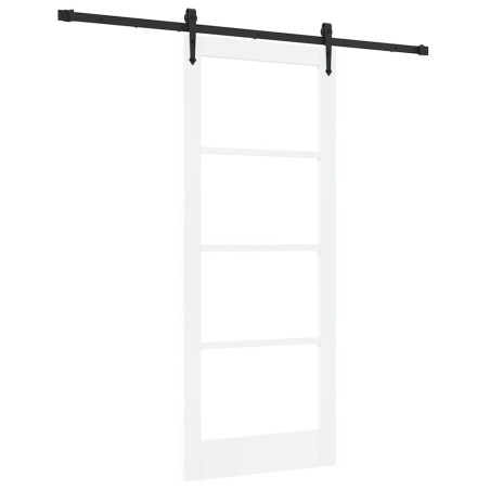 Set Porta Scorrevole vidaXL con Kit di Montaggio Bianca 83x202 cm Rete ha Legno Massello di Pino