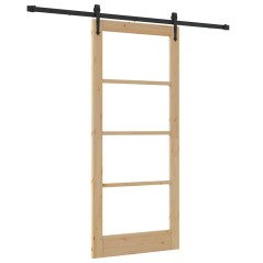 Set di porta scorrevole vidaXL con set di accessori 86x198.5 cm in legno massello di pino