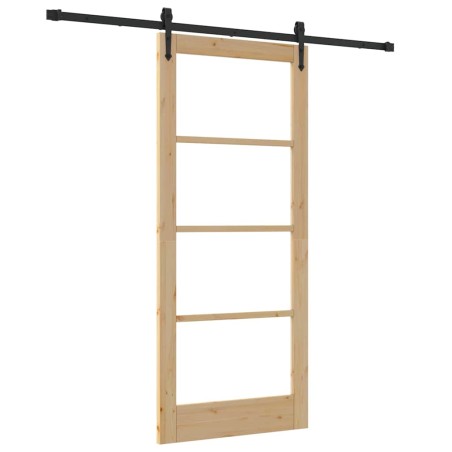 Set di porta scorrevole vidaXL con set di accessori 86x198.5 cm in legno massello di pino