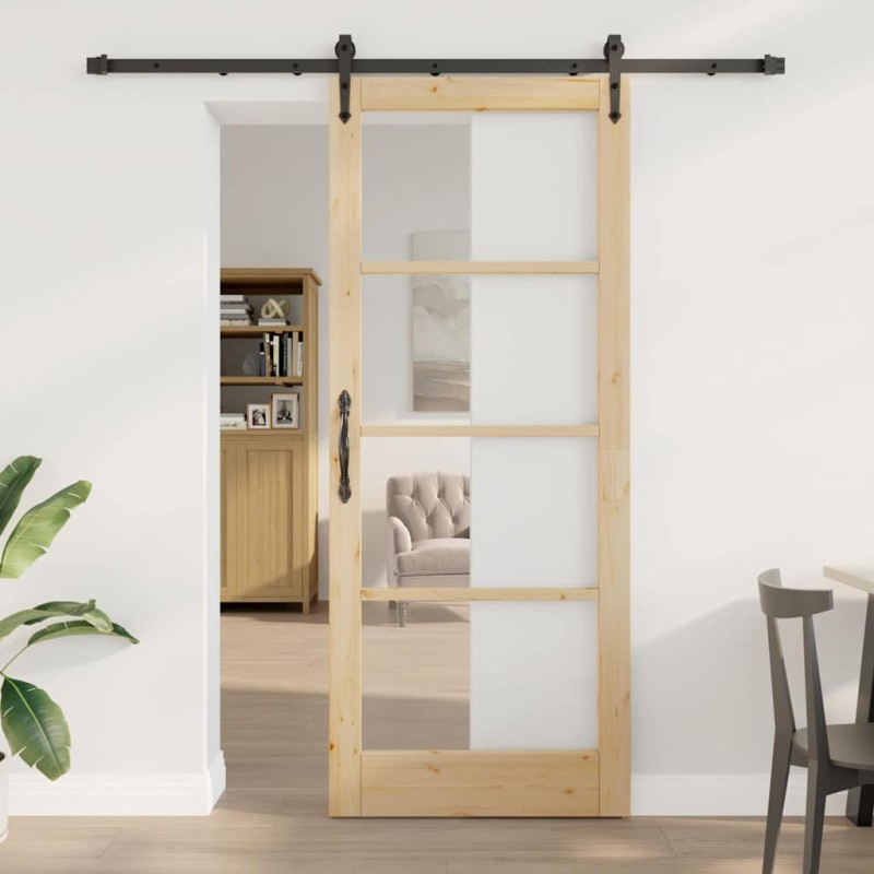Porta scorrevole vidaXL con set di ferramenta 86x211 cm Legno massello di pino