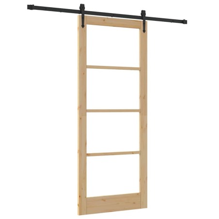 Porta scorrevole vidaXL con set di ferramenta 86x211 cm Legno massello di pino