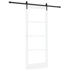 Porta Scorrevole vidaXL con Set Hardware Bianco 86x211 cm Legno Massello di Pino