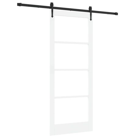 Porta Scorrevole vidaXL con Set Hardware Bianco 86x211 cm Legno Massello di Pino