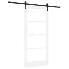 vidaXL Porta Scorrevole con Set di Ferramenta Bianca 93x202 cm Legno Massiccio Pino