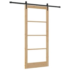 Set di Porta Scorrevole vidaXL con Hardware 93x211 cm Legno Massello di Pino