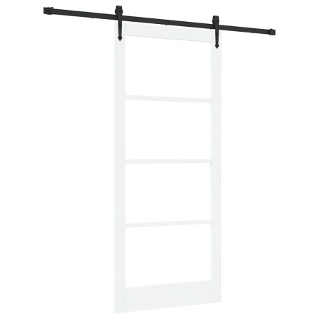 Porta Scorrevole vidaXL con Set Hardware Bianca 93x211 cm in Legno Solido di Pino