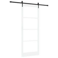 vidaXL Porta Scorrevole con Set di Accessori Bianchi 93x232 cm Legno Massello di Pino