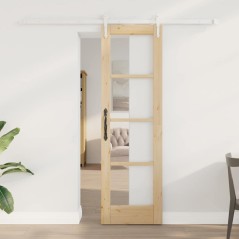 Porta Scorrevole vidaXL con Set Hardware 61x198.5 cm Legno Massiccio in Pino