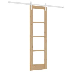 Porta Scorrevole vidaXL con Set Hardware 61x198.5 cm Legno Massiccio in Pino