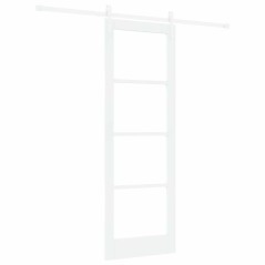 Set di Porta Scorrevole vidaXL con Hardware Bianca 73.5x211 cm Legno Massello Pino