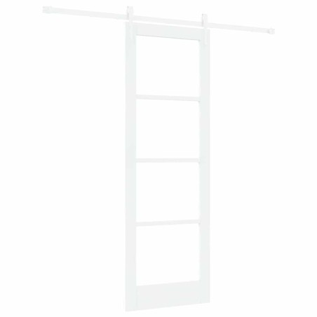 Set di Porta Scorrevole vidaXL con Hardware Bianca 73.5x211 cm Legno Massello Pino