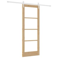 Set di Porta Scorrevole vidaXL con Hardware 78x202 cm Legno Massello Pino