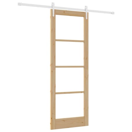 Porta Scorrevole vidaXL con Set Hardware 78x211 cm Legno Massiccio di Pino