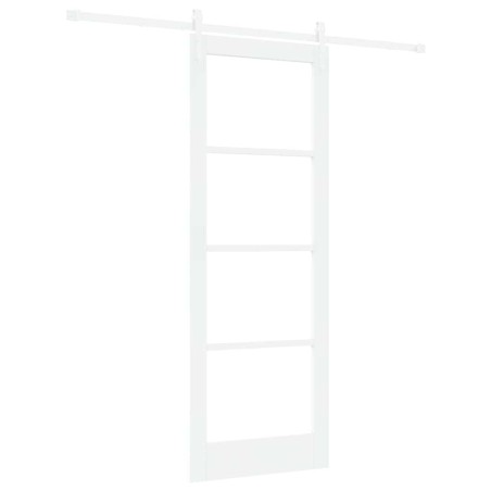 Set di Porta Scorrevole vidaXL con Set di Fissaggi Bianco 78x211 cm Legno Massello di Pino