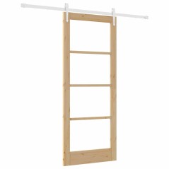 Porta Scorrevole vidaXL con Set Hardware 83x202 cm Legno Massello di Pino