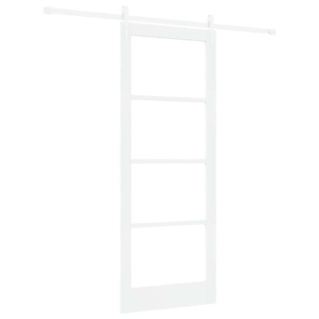 Set di Porta Scorrevole vidaXL con Fissaggi Bianca 83x211 cm Legno Massello Pino