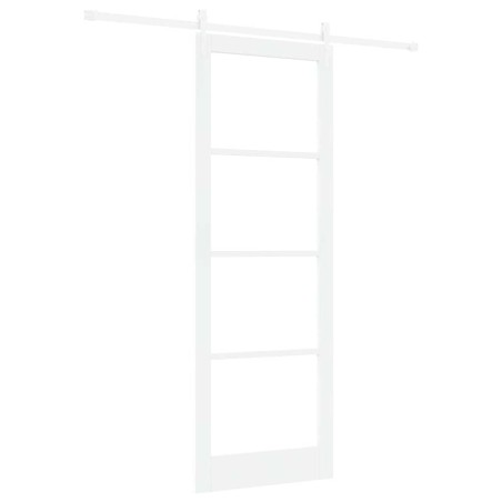 Set Porta Scorrevole vidaXL con Set di Hardware Bianca 83x232 cm Legno Massello Pino