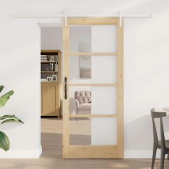 Set di porte scorrevoli vidaXL con hardware 86x198.5 cm Legno massiccio in pino