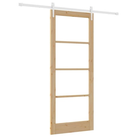 Set Porta Scorrevole vidaXL con Set di Hardware 86x211 cm Legno Massello di Pino
