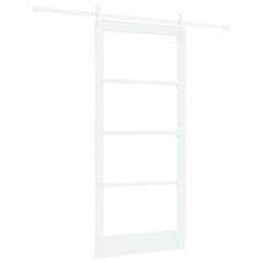 Set Porta Scorrevole VidaXL con Hardware Bianca 93x202 cm Legno Massiccio Pino