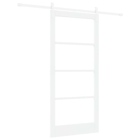 Set Porta Scorrevole VidaXL con Hardware Bianca 93x202 cm Legno Massiccio Pino