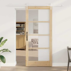 Set di porte scorrevoli vidaXL con ferramenta 93x211 cm in legno massello di pino