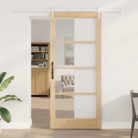 Set di porte scorrevoli vidaXL con ferramenta 93x211 cm in legno massello di pino