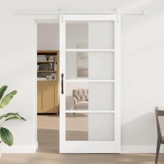 Set di Porta Scorrevole vidaXL con Accessori Bianchi 93x211 cm Legno Massello Pino
