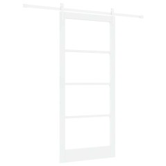 Set di Porta Scorrevole vidaXL con Accessori Bianchi 93x211 cm Legno Massello Pino