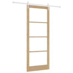 Set Porta Scorrevole vidaXL con Kit Hardware 93x232 cm Legno Massello Pino