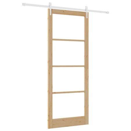Set Porta Scorrevole vidaXL con Kit Hardware 93x232 cm Legno Massello Pino
