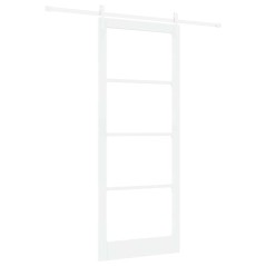 Porta Scorrevole vidaXL con Set di Ferramenta Bianca 93x232 cm Legno Massello Pino