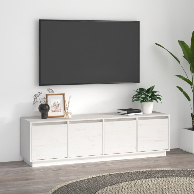 Mobile Porta TV Bianco 156x37x45 cm in Legno Massello di Pino Mobile Porta TV Bianco 156x37x45 cm in Legno Massello di Pino