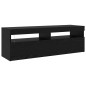 vidaXL Set di 2 Mobili TV con Luci LED in Rovere Nero Legno Ingegnerizzato vidaXL Set di 2 Mobili TV con Luci LED in Rovere Nero Legno Ingegnerizzato